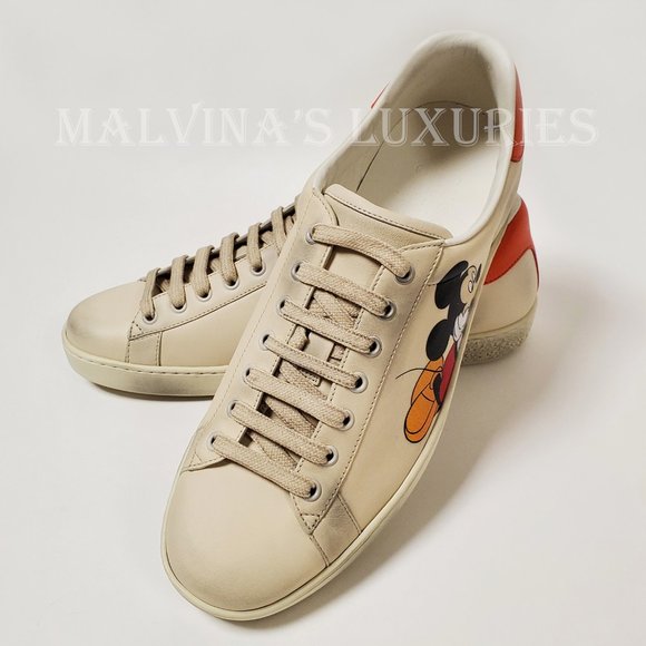 GUCCI SNEAKERS MENS LEATHER DISNEY ACE MICKEY MOUSE SIGNATURE SHOES - Picture 6 of 16